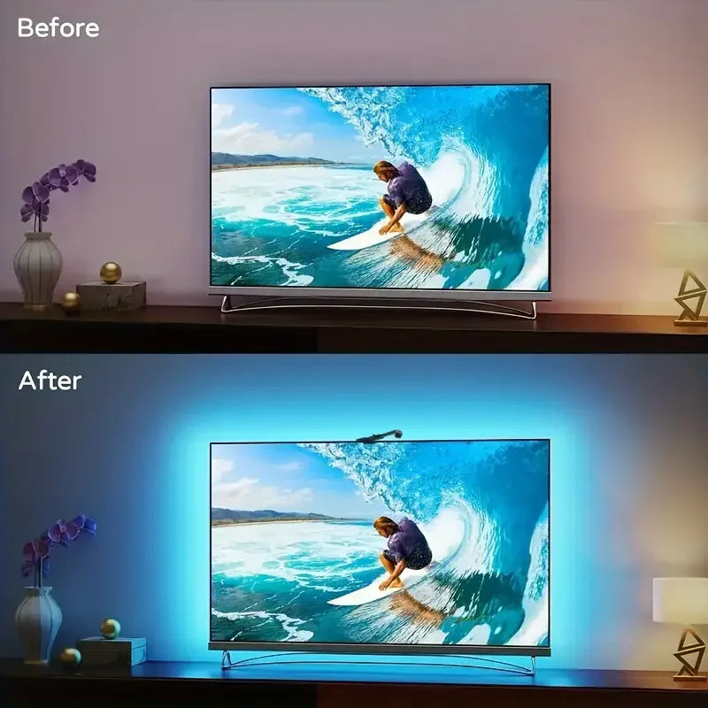 Retroiluminación LED RGBIC para TV con Cámara y App (55‑75″)