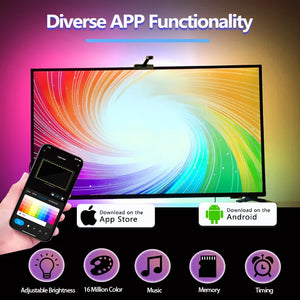 Retroiluminación LED RGBIC para TV con Cámara y App (55‑75″)