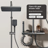 Sistema de ducha completo con botón tipo piano, display digital y ambient light (“grey piano button ambient light shower set”)