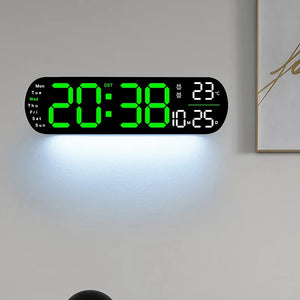 Reloj digital LED 35 cm con control remoto y luz ambiental