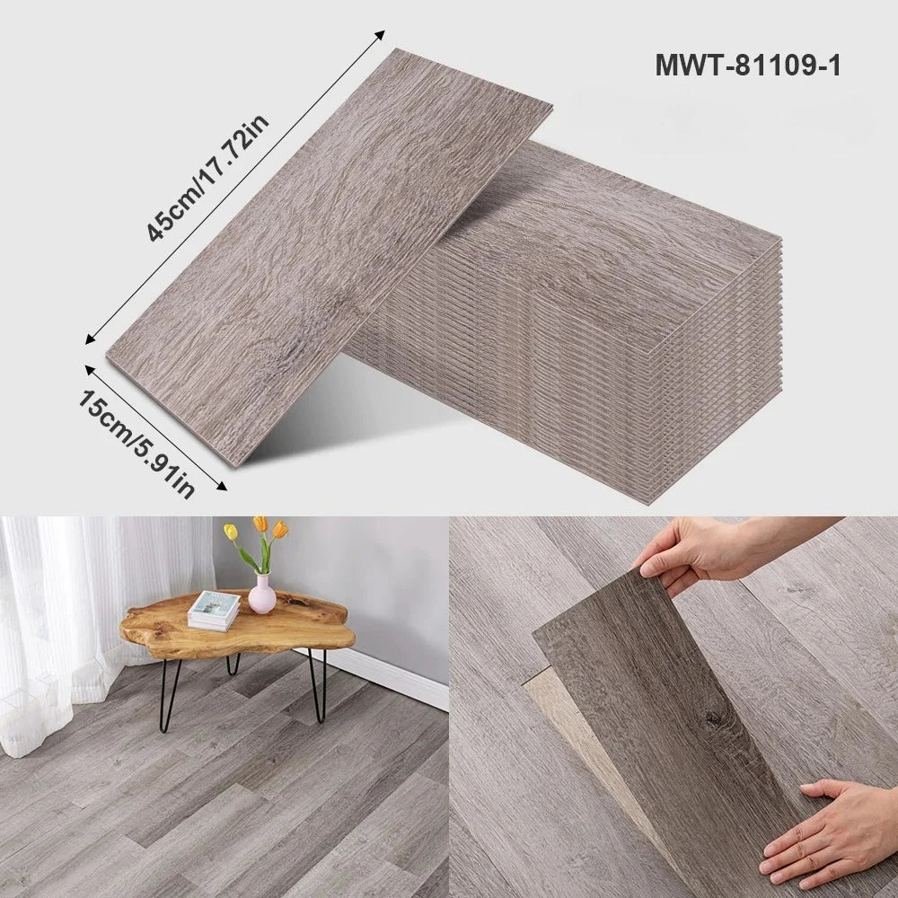 Pegatina de Piso Vinílica con Diseño de Madera o Cemento – Autoadhesiva, Gruesa e Impermeable