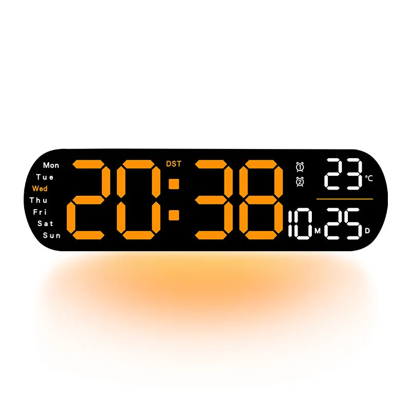 Reloj digital LED 35 cm con control remoto y luz ambiental