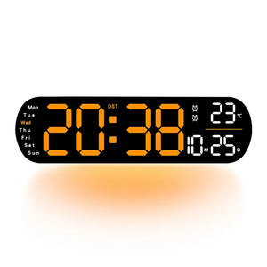 Reloj digital LED 35 cm con control remoto y luz ambiental
