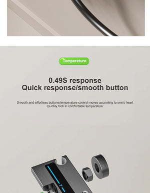 Sistema de ducha completo con botón tipo piano, display digital y ambient light (“grey piano button ambient light shower set”)