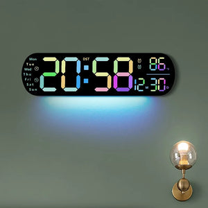 Reloj digital LED 35 cm con control remoto y luz ambiental