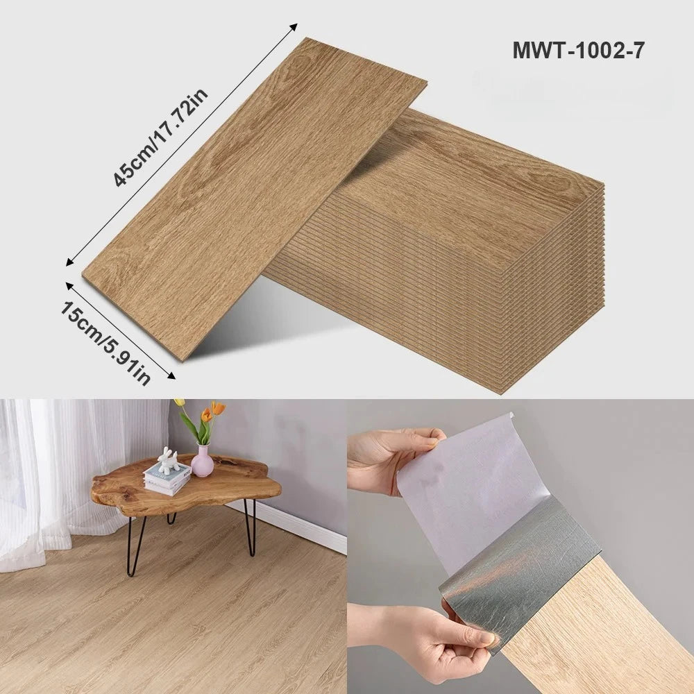 Pegatina de Piso Vinílica con Diseño de Madera o Cemento – Autoadhesiva, Gruesa e Impermeable