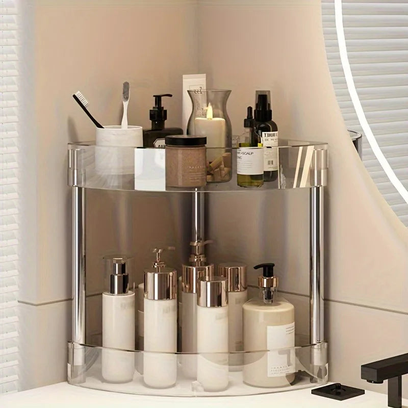Rack transparente multi‑capa tipo carrito para baño o lavabo