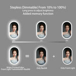 Espejo oval LED de baño, 3 tamaños, antiniebla, 3 colores