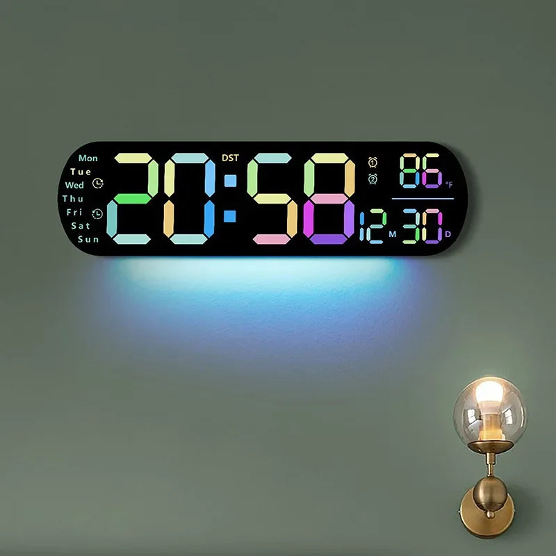 Reloj digital LED 35 cm con control remoto y luz ambiental