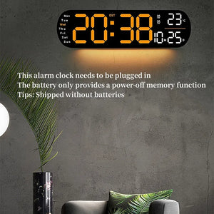 Reloj digital LED 35 cm con control remoto y luz ambiental