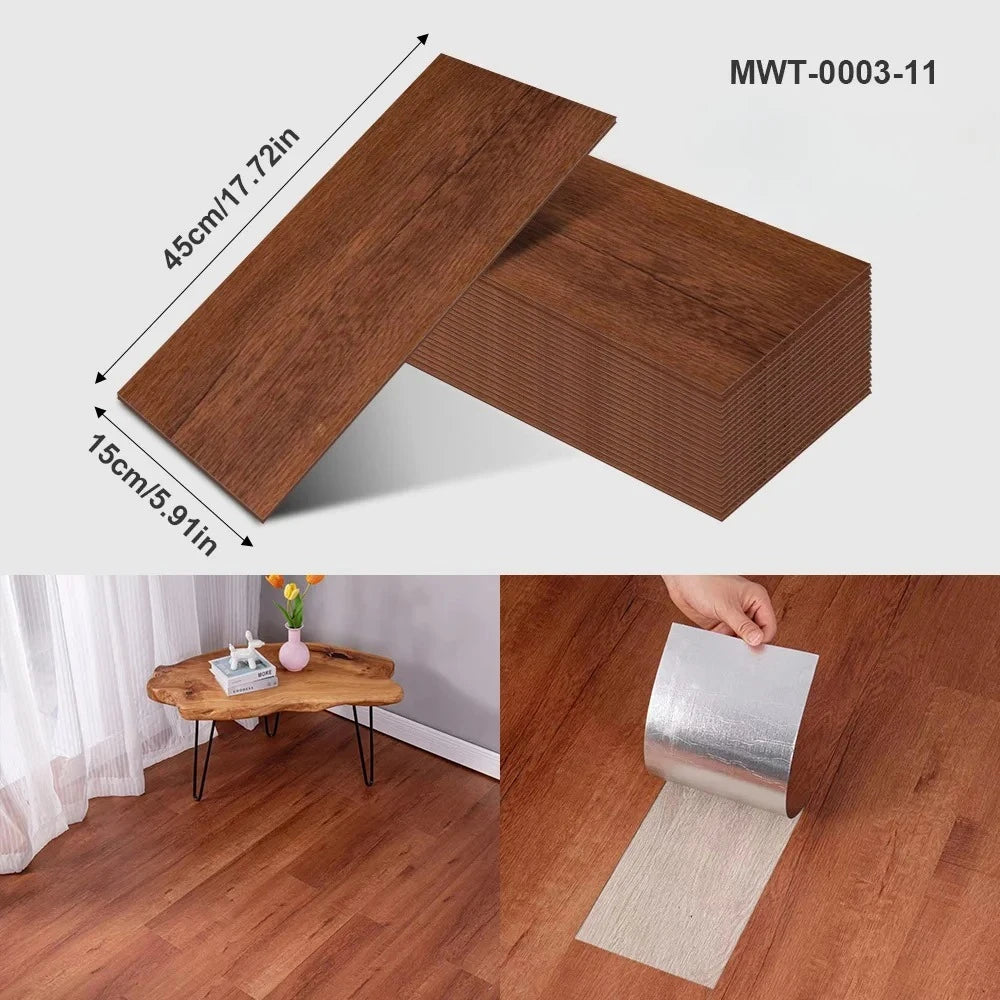 Pegatina de Piso Vinílica con Diseño de Madera o Cemento – Autoadhesiva, Gruesa e Impermeable