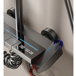 Sistema de ducha completo con botón tipo piano, display digital y ambient light (“grey piano button ambient light shower set”)