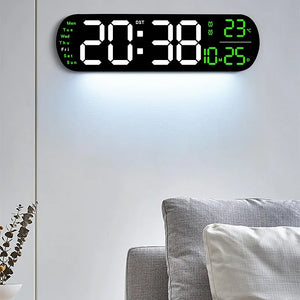 Reloj digital LED 35 cm con control remoto y luz ambiental