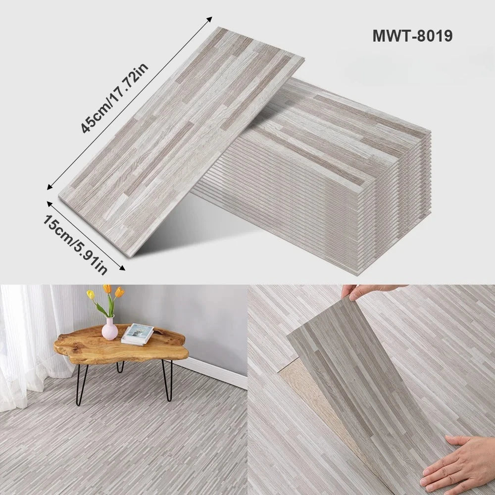 Pegatina de Piso Vinílica con Diseño de Madera o Cemento – Autoadhesiva, Gruesa e Impermeable