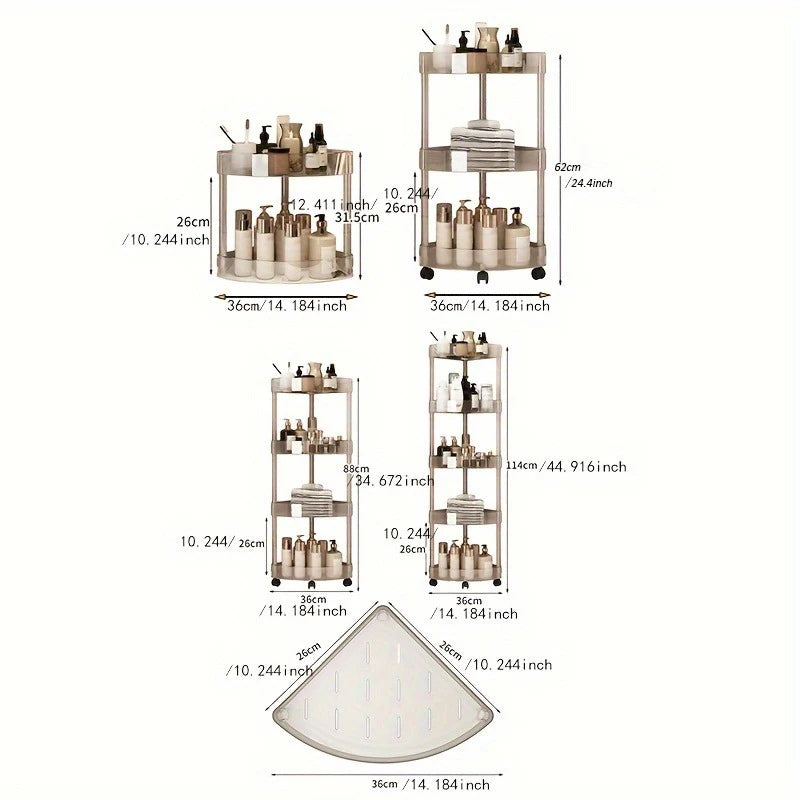 Rack transparente multi‑capa tipo carrito para baño o lavabo