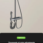 Sistema de ducha completo con botón tipo piano, display digital y ambient light (“grey piano button ambient light shower set”)