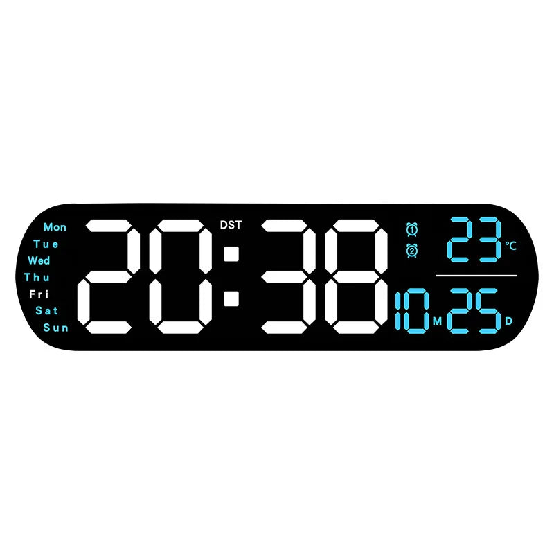 Reloj digital LED 35 cm con control remoto y luz ambiental