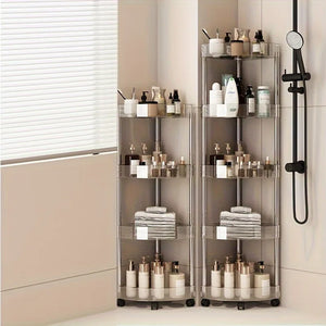 Rack transparente multi‑capa tipo carrito para baño o lavabo
