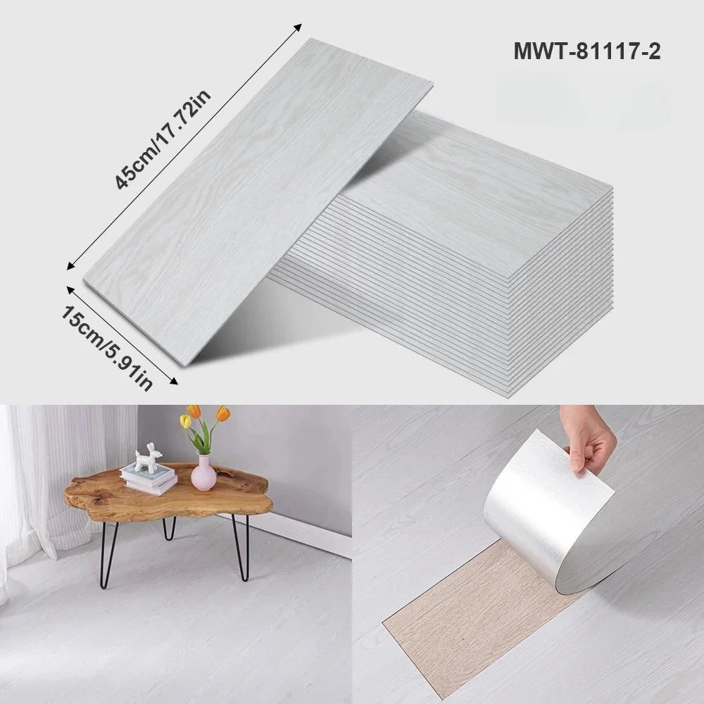 Pegatina de Piso Vinílica con Diseño de Madera o Cemento – Autoadhesiva, Gruesa e Impermeable
