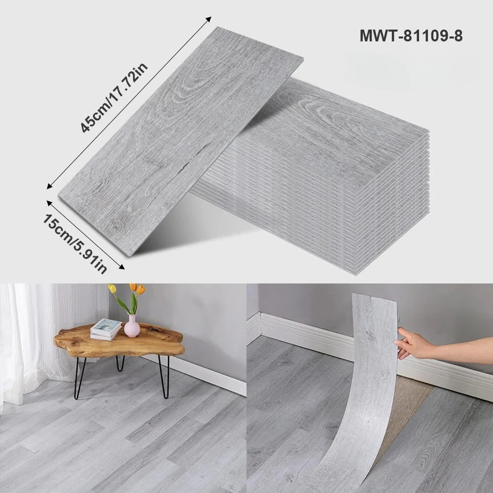 Pegatina de Piso Vinílica con Diseño de Madera o Cemento – Autoadhesiva, Gruesa e Impermeable