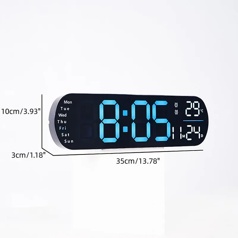 Reloj digital LED 35 cm con control remoto y luz ambiental