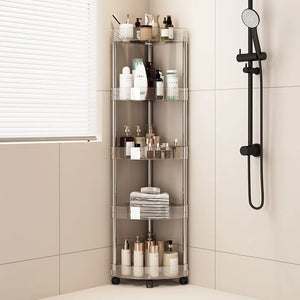 Rack transparente multi‑capa tipo carrito para baño o lavabo