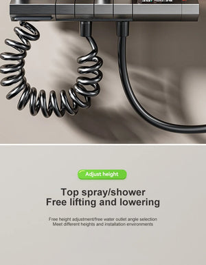 Sistema de ducha completo con botón tipo piano, display digital y ambient light (“grey piano button ambient light shower set”)