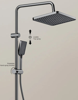 Sistema de ducha completo con botón tipo piano, display digital y ambient light (“grey piano button ambient light shower set”)