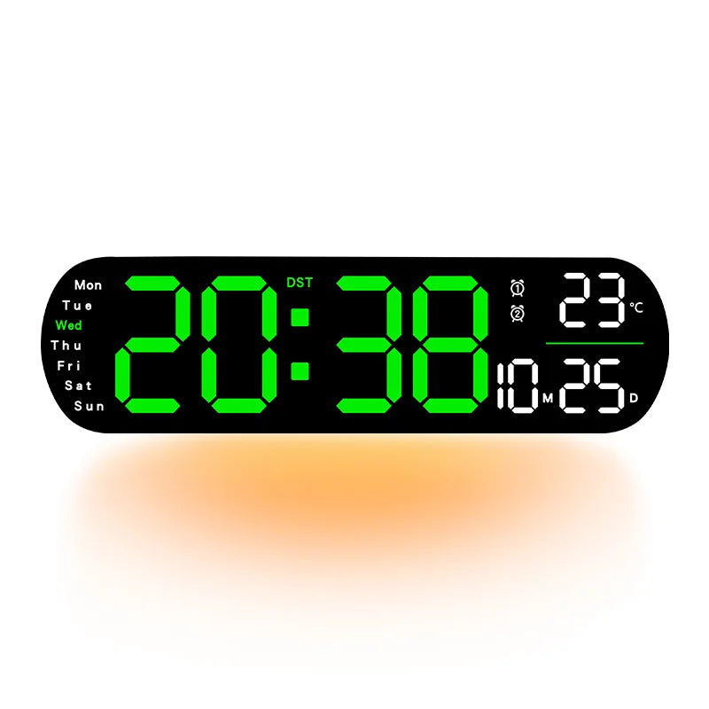 Reloj digital LED 35 cm con control remoto y luz ambiental