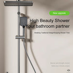 Sistema de ducha completo con botón tipo piano, display digital y ambient light (“grey piano button ambient light shower set”)
