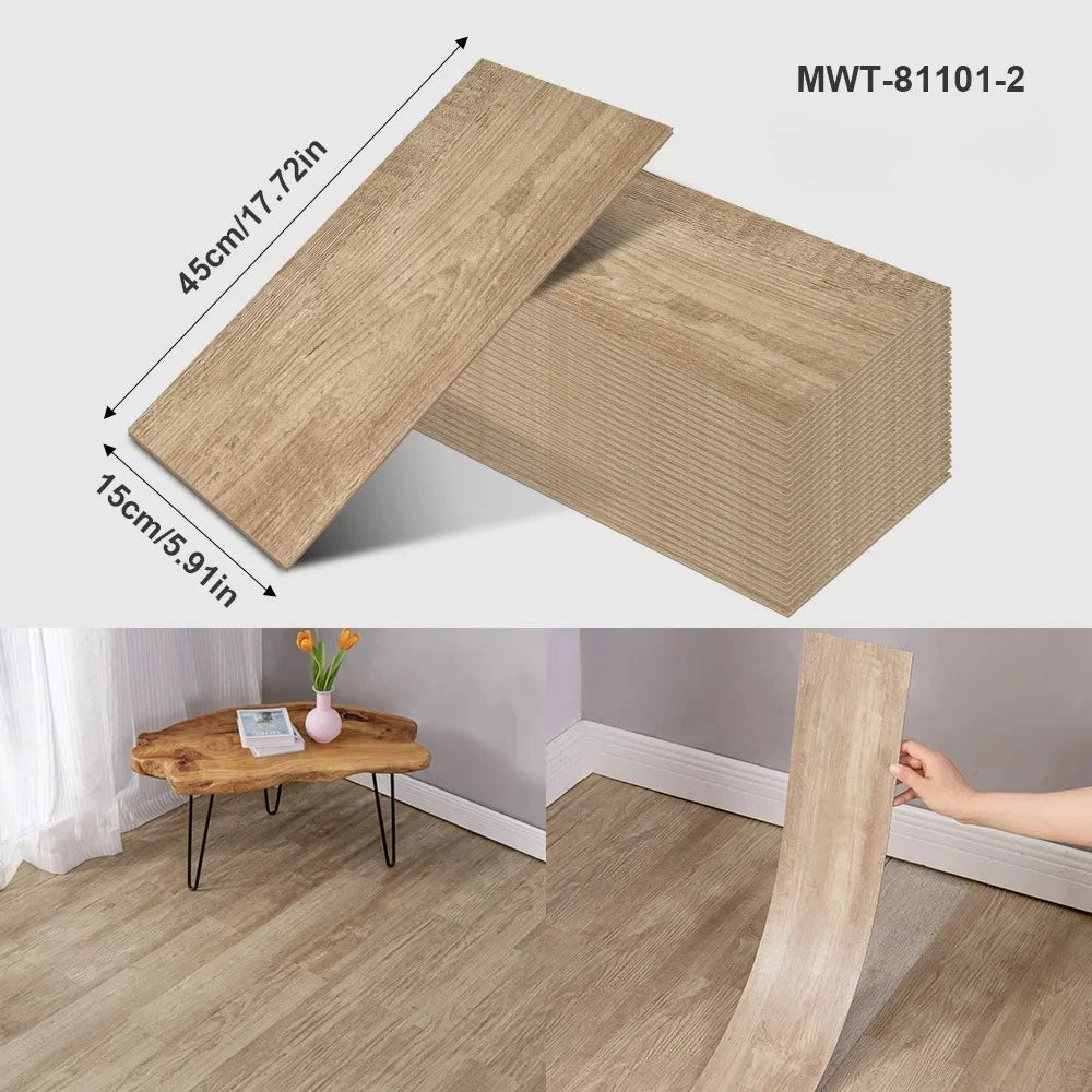Pegatina de Piso Vinílica con Diseño de Madera o Cemento – Autoadhesiva, Gruesa e Impermeable
