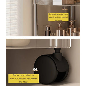 Rack transparente multi‑capa tipo carrito para baño o lavabo