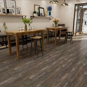 Pegatina de Piso Vinílica con Diseño de Madera o Cemento – Autoadhesiva, Gruesa e Impermeable