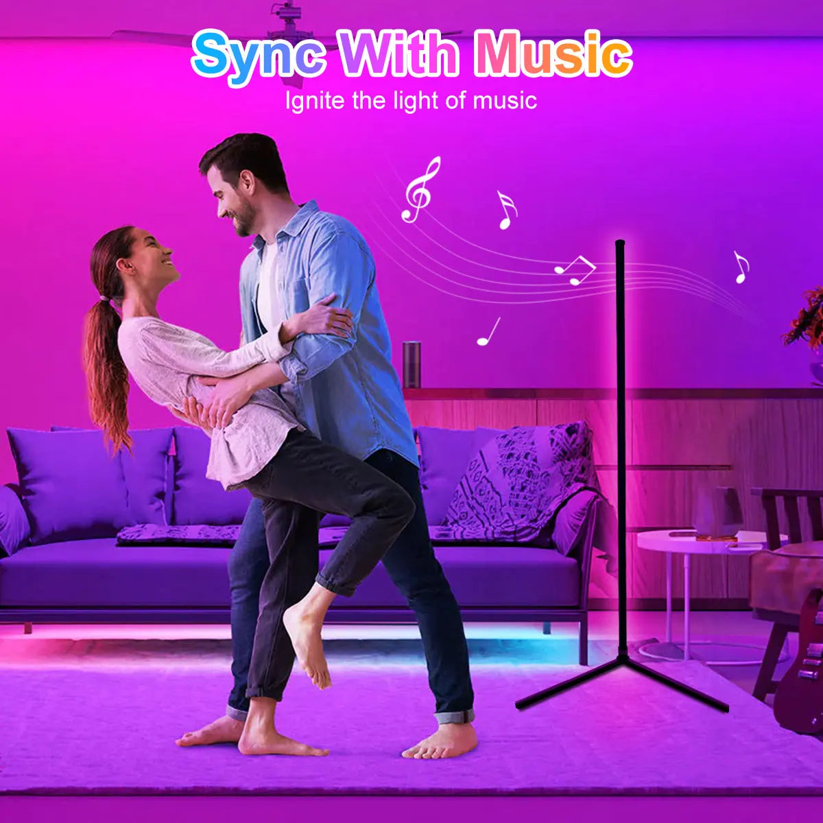 Lámpara de esquina inteligente Tuya de piso 160 cm (RGB, Alexa)