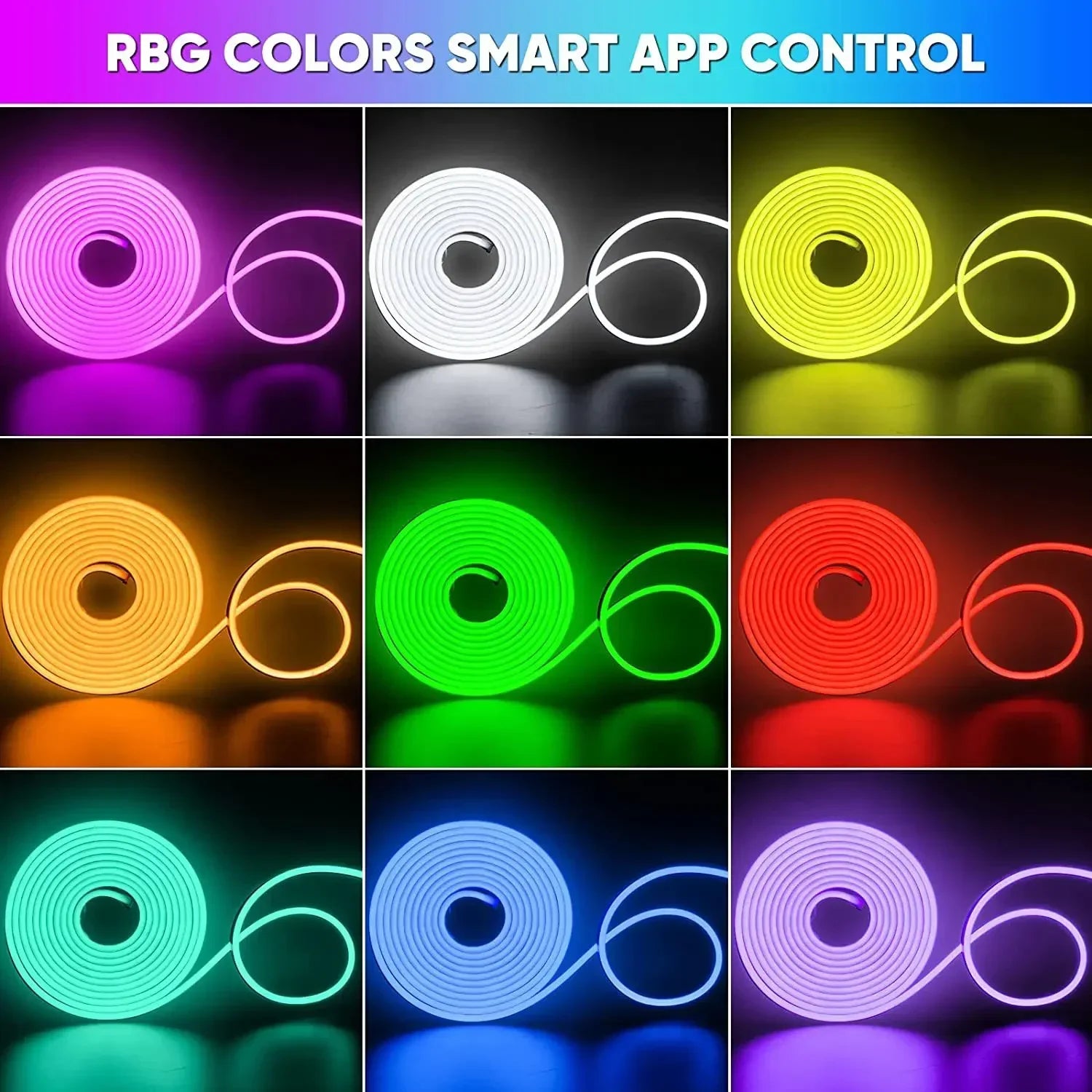 Tira LED Neón RGB Impermeable (1‑5m) con Control App