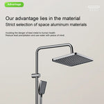 Sistema de ducha completo con botón tipo piano, display digital y ambient light (“grey piano button ambient light shower set”)