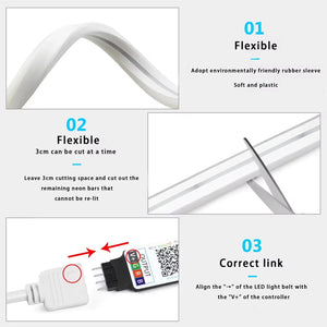 Tira LED Neón RGB Impermeable (1‑5m) con Control App