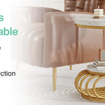 Tribesigns Gold Round End Table: 2 Tiers Faux Marble Side Table with Storage Shelf, Modern White Gold Bedside Nightstand