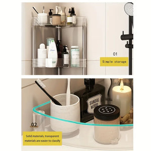 Rack transparente multi‑capa tipo carrito para baño o lavabo