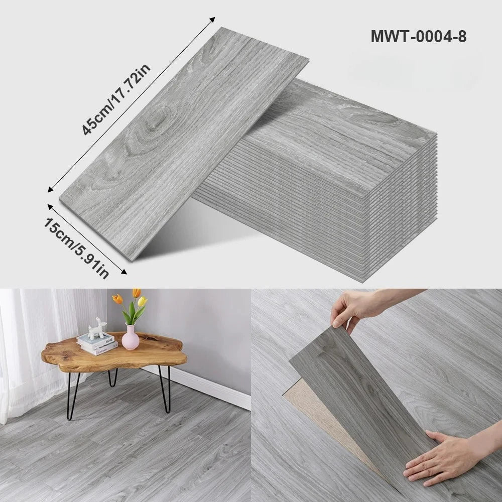 Pegatina de Piso Vinílica con Diseño de Madera o Cemento – Autoadhesiva, Gruesa e Impermeable