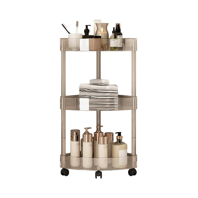Rack transparente multi‑capa tipo carrito para baño o lavabo