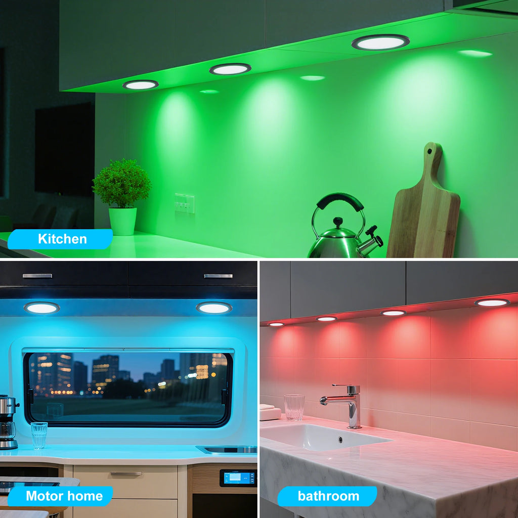 Kit de luces LED redondas USB 5 V para debajo de gabinetes / armarios