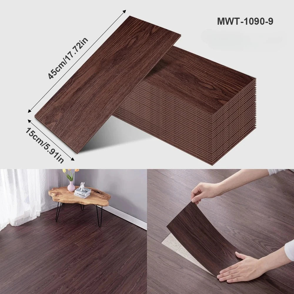 Pegatina de Piso Vinílica con Diseño de Madera o Cemento – Autoadhesiva, Gruesa e Impermeable