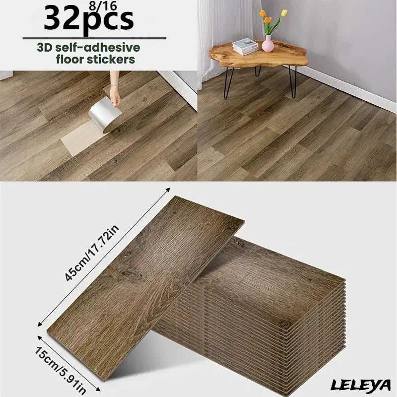 Pegatina de Piso Vinílica con Diseño de Madera o Cemento – Autoadhesiva, Gruesa e Impermeable