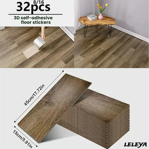Pegatina de Piso Vinílica con Diseño de Madera o Cemento – Autoadhesiva, Gruesa e Impermeable