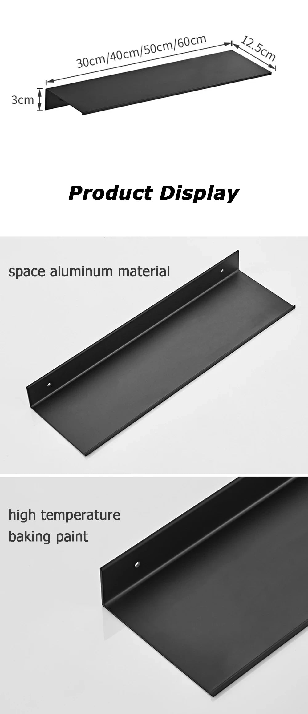 Estantería flotante de aluminio (30/40/50 cm)