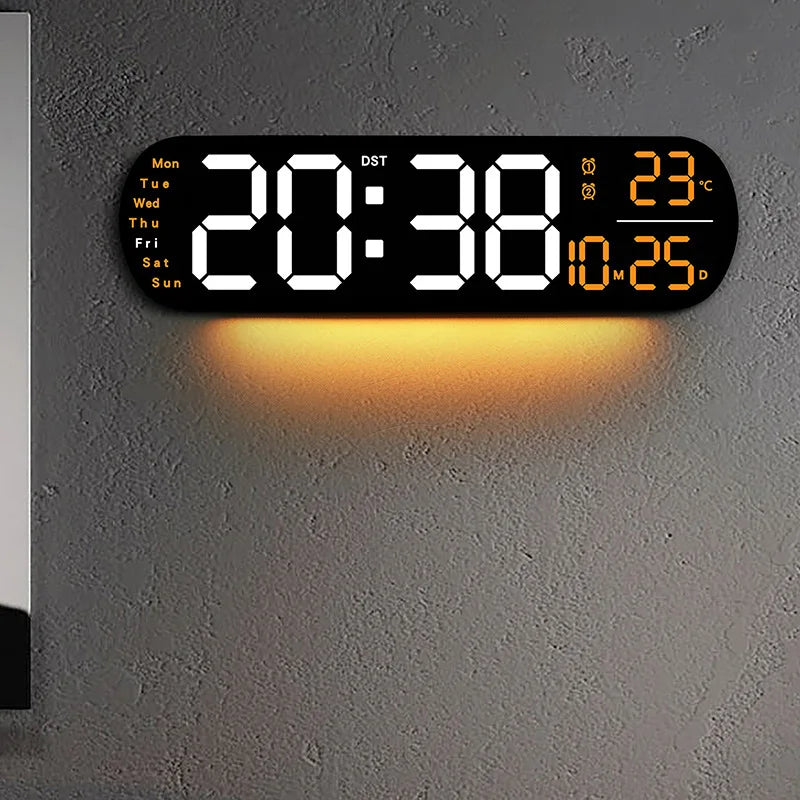 Reloj digital LED 35 cm con control remoto y luz ambiental