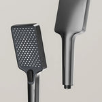 Sistema de ducha completo con botón tipo piano, display digital y ambient light (“grey piano button ambient light shower set”)