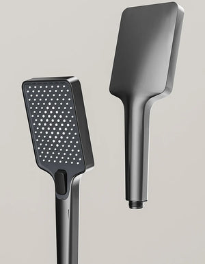 Sistema de ducha completo con botón tipo piano, display digital y ambient light (“grey piano button ambient light shower set”)