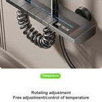 Sistema de ducha completo con botón tipo piano, display digital y ambient light (“grey piano button ambient light shower set”)